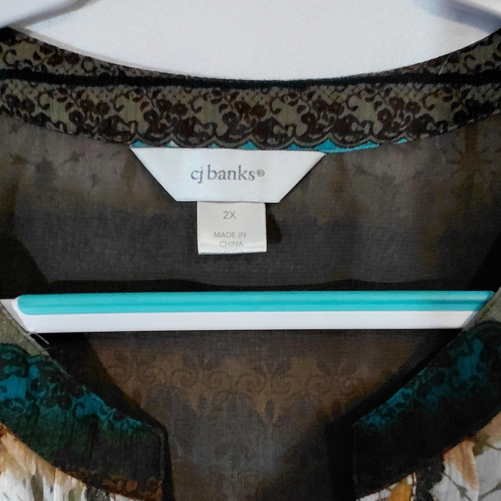 CJ Banks Multicolor Striped Blouse - Picture 5 of 14